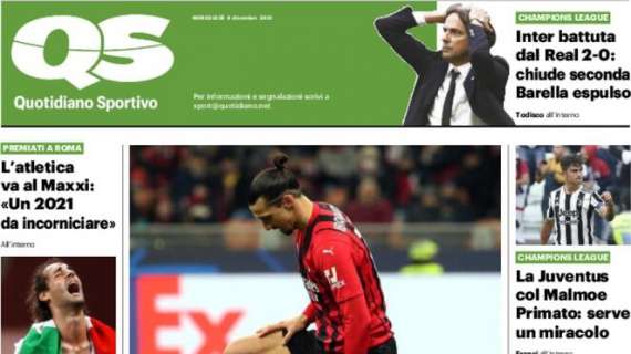 Il QS titola sui rossoneri: "Milan: addio tra i rimpianti"