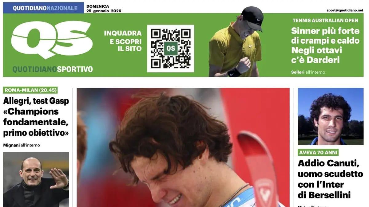 Il QS titola sul Milan: "Allegri, test Gasp: 'Champions fondamentale, primo obiettivo'"