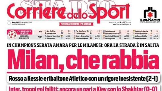 Il CorSport in prima pagina: "Milan che rabbia"