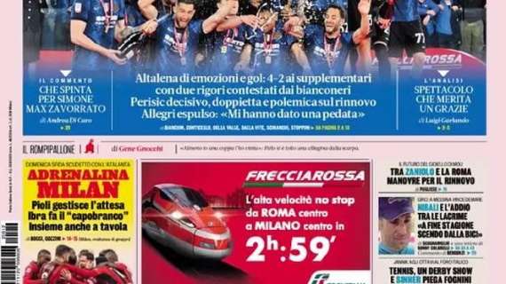 La Gazzetta apre in prima pagina: "Adrenalina Milan"