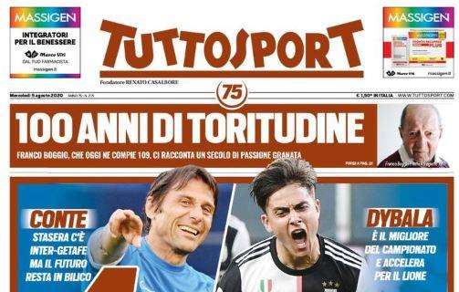 L'apertura di Tuttosport su Conte, Dybala, Ibrahimovic e Sirigu: "4 uomini al bivio"