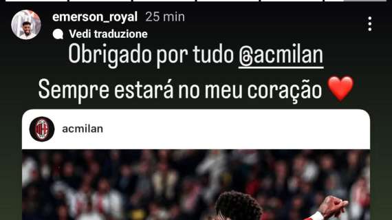 Il saluto di Emerson: "Grazie di tutto Milan, sarete sempre nel mio cuore"