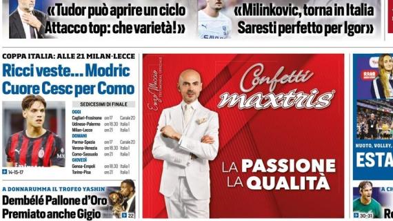Verso Milan-Lecce, Tuttosport: "Ricci veste...Modric"