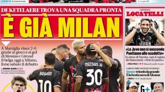 L’apertura della Gazzetta: “È già Milan: De Ketelaere trova una squadra pronta”