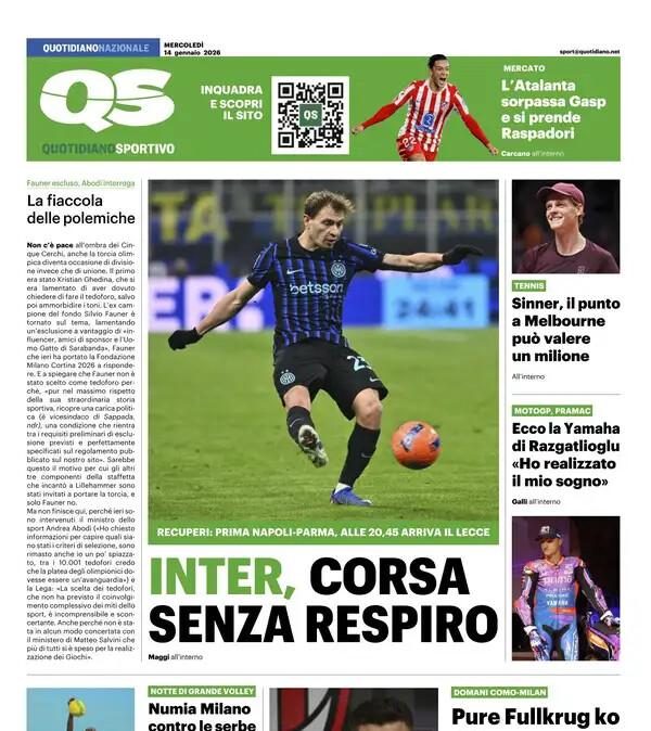 Il QS titola sul Milan: "Pure Fullkrug ko. C'è emergenza in attacco"