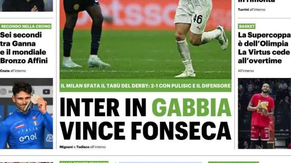 Il Milan trionfa nel derby. QS: "Inter in Gabbia: vince Fonseca"