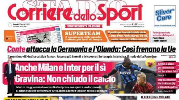 Il CorSport sulla ripresa: "Anche Milan e Inter per il sì. Gravina: 'Non chiudo il calcio'"