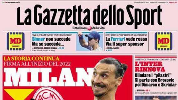 La Gazzetta dello Sport in prima pagina: "Milan SÌbra"