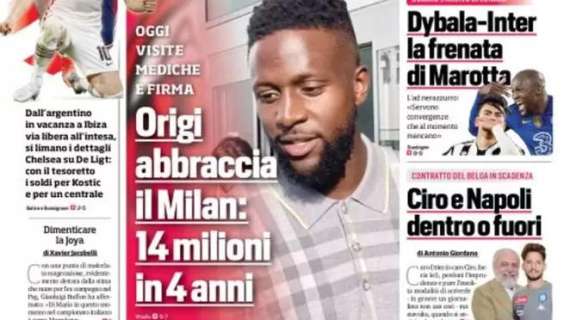 Il CorSport in prima pagina: "Origi abbraccia il Milan: 14 milioni in 4 anni"