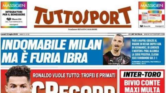 Tuttosport in prima pagina: "Indomabile Milan, ma è furia Ibra"