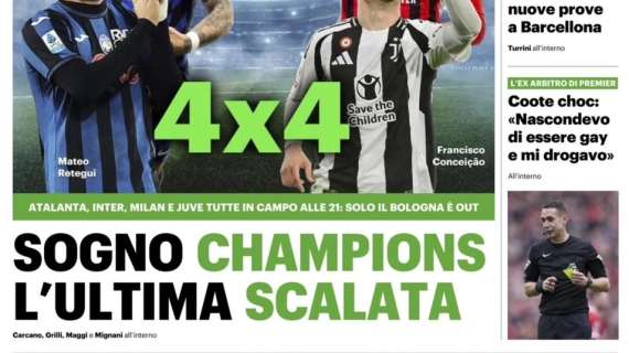 Il QS in prima pagina: "4x4. Sogno Champions, l'ultima scalata"