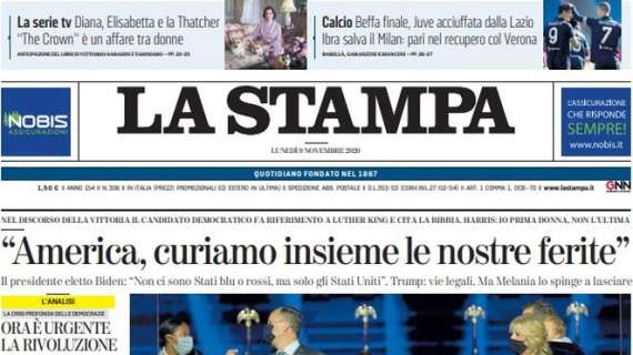 La Stampa: "Ibra salva il Milan, pari nel recupero col Verona"