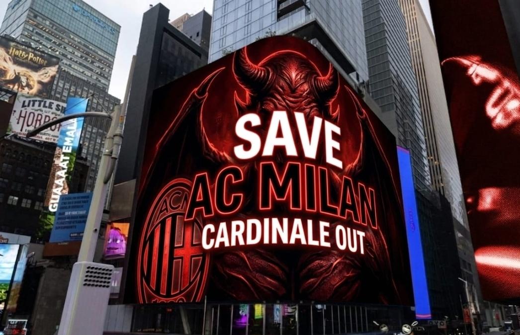 Milan, la contestazione sbarca negli USA? Proposto l'acquisto di uno spazio a Time Square per pubblicare il messaggio “Save AC Milan - Cardinale out”