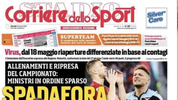 Corriere dello Sport in prima pagina: "Spadafora divide il Governo"