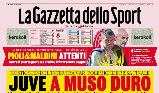 La Gazzetta in prima pagina sul Milan: “Pioli&Maldini attenti”