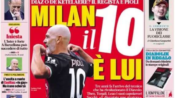 La Gazzetta in prima pagina su Pioli: "Milan, il 10 è lui"