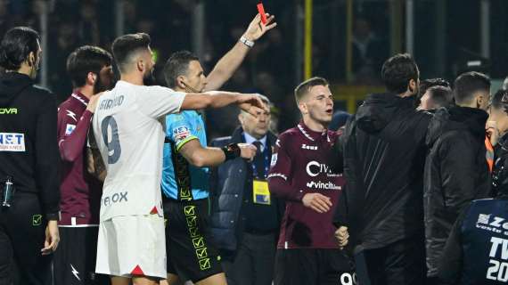 La nota (con squalifica) di Fiorillo dopo aver spinto Florenzi in Salernitana-Milan