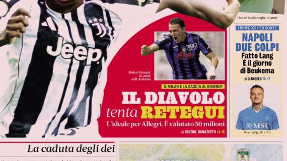 Milan a caccia di un bomber. La Gazzetta in apertura: "Il Diavolo tenta Retegui"