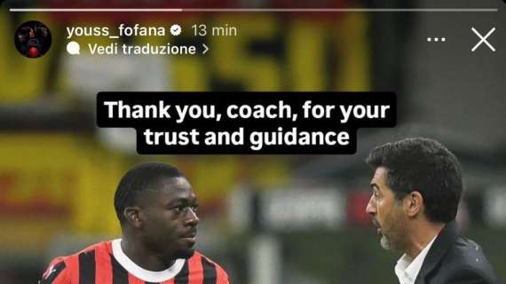 Fofana ringrazia Fonseca: "Grazie per la fiducia e la tua guida"