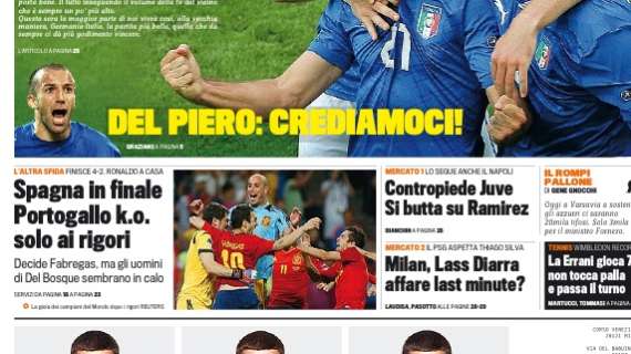 FOTO - Ecco la prima pagina della Gazzetta dello Sport