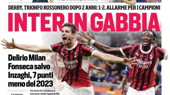 Il Derby di Milano è rossonero. Il CorSport in apertura: "Inter in Gabbia"