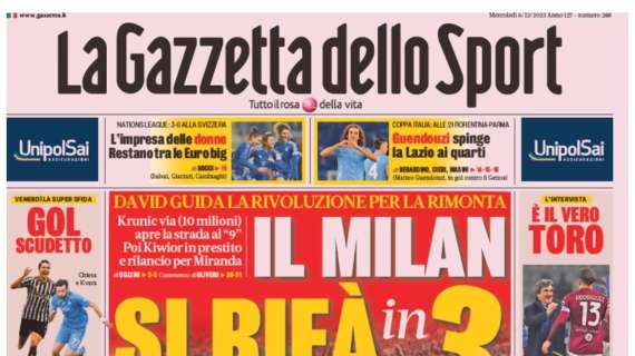 L'apertura della Gazzetta sul mercato rossonero: "Il Milan si rifà in 3"