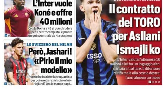 Tuttosport titola: "Però, Jashari: «Pirlo il mio modello»”