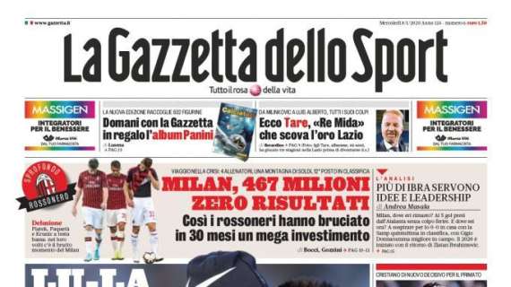 La Gazzetta in prima pagina: "Milan, 467 milioni e zero risultati"