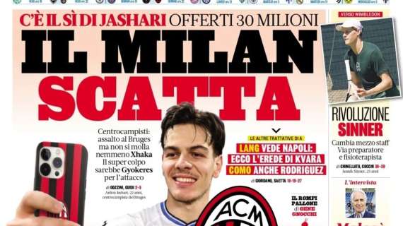 L'apertura della Gazzetta: "Il Milan scatta. C'è il sì di Jashari: offerti 30 milioni"