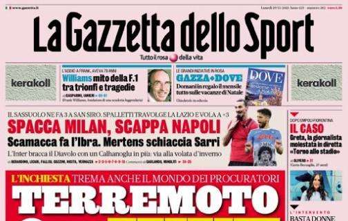 La Gazzetta in apertura: "Spacca Milan, scappa Napoli"