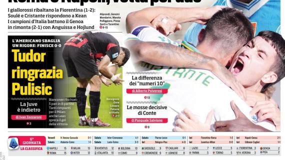 Juventus-Milan 0-0, il CorSport in prima pagina: “Tudor ringrazia Pulisic”