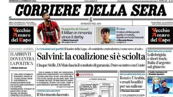 Corriere della Sera: "Il Milan in rimonta vince il derby"