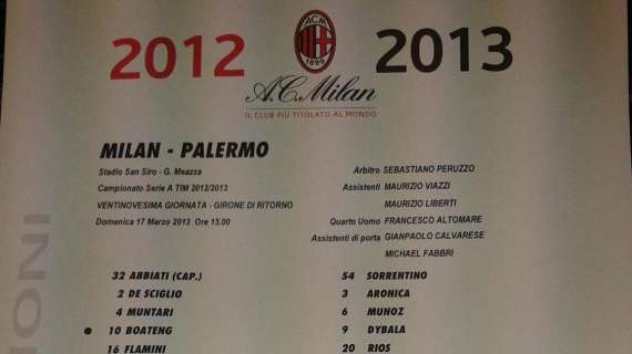 Milan-Palermo: le formazioni ufficiali. C'è Flamini con Muntari, difesa a Bonera (FOTO)