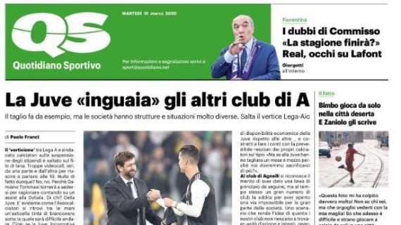 Il QS titola: "La Juve inguaia gli altri club di A"
