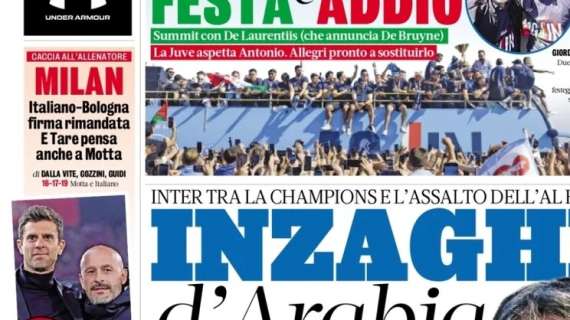 L'apertura della Gazzetta sul Milan: "Italiano-Bologna, firma rimandata. E Tare pensa anche a Motta"