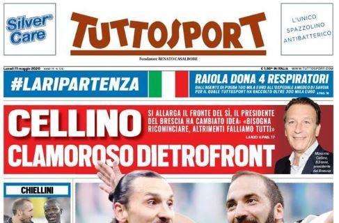 L'apertura di Tuttosport su Milan e Juventus: "Ibra torna, Higuain no!"