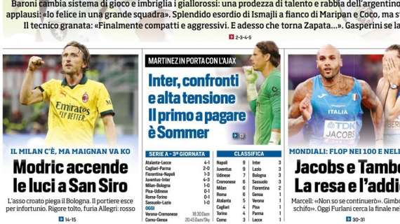 Tuttosport in apertura: "Modric accende le luci di San Siro"