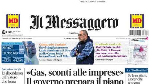 Coppa Italia, Il Messaggero: "Lazio dominata a San Siro"