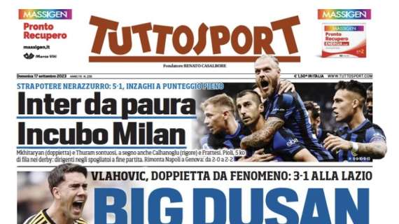 Milan, cinque schiaffi nerazzurri. Le prime pagine dei quotidiani sportivi