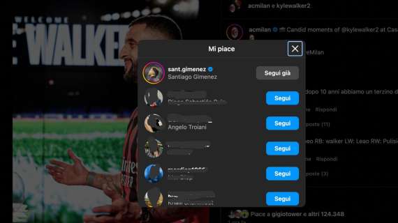 FOTO - Il Milan presenta Walker su Instagram, spunta il like di Santiago Gimenez