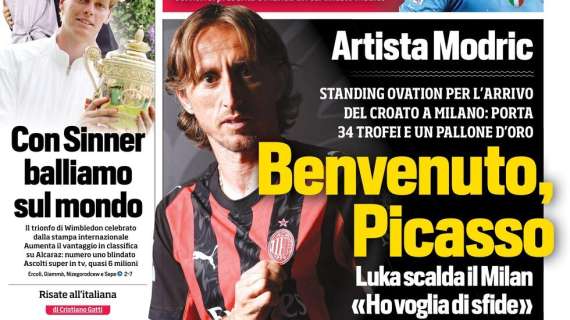 Modric al Milan, il CorSport in prima pagina: "Benvenuto, Picasso"