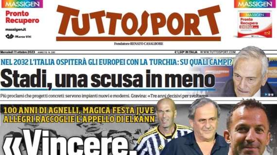 Euro 2032 in Italia, Tuttosport in prima pagina: "Stadi? Una scusa in meno"