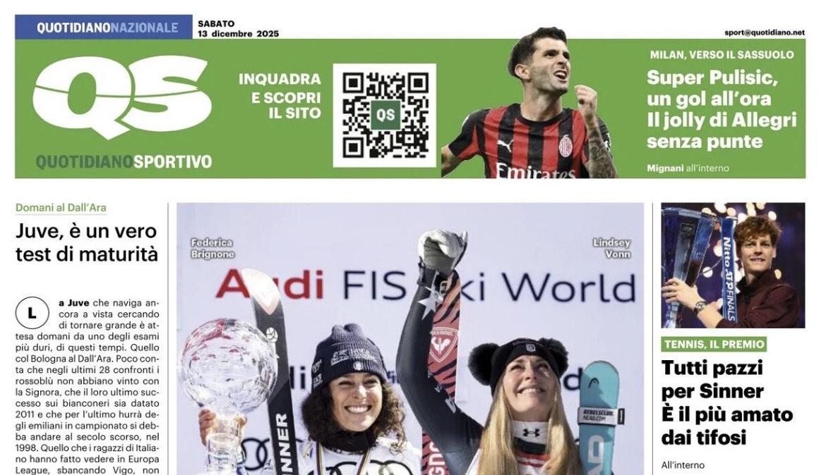 L’apertura del QS: “Super Pulisic, un gol all’ora. Il jolly di Allegri senza punte”