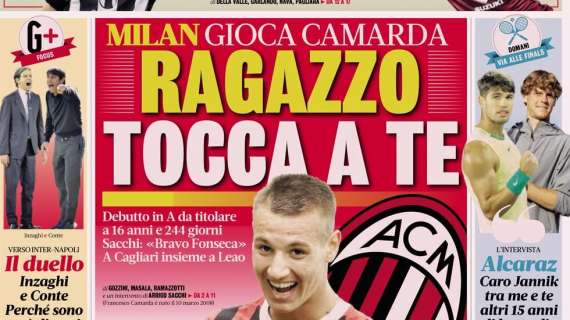 L'apertura della Gazzetta su Camarda titolare: "Ragazzo, tocca a te"