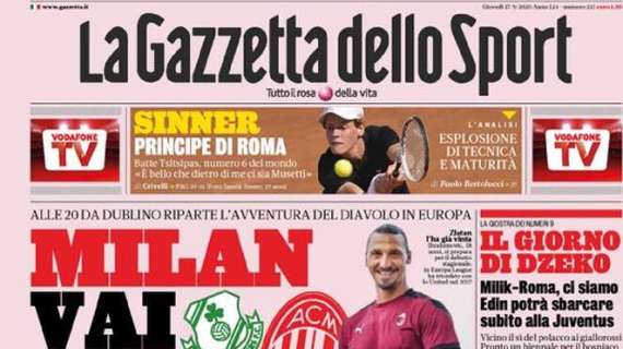 La Gazzetta dello Sport in apertura: "Milan vai col rock"