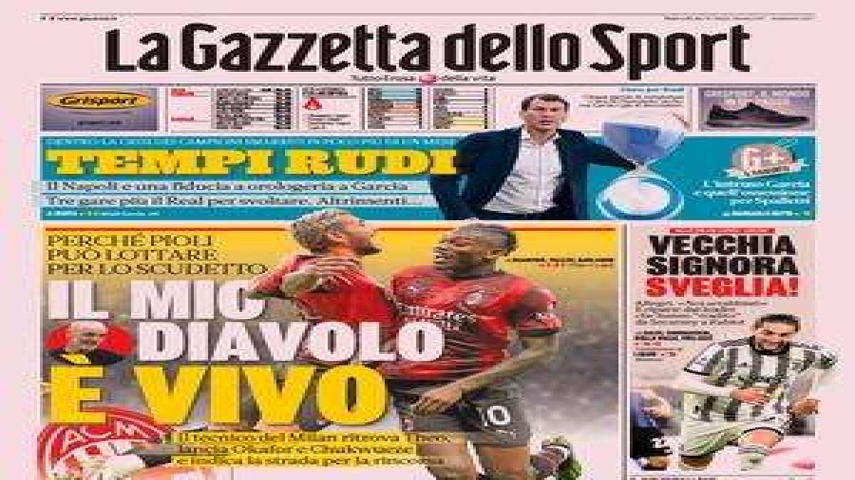 La Gazzetta dello Sport in apertura: Milan e Inter sveglia!