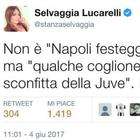 Selvaggia Lucarelli esagera: "Qualche coglione napoletano festeggia la sconfitta della Juve..."