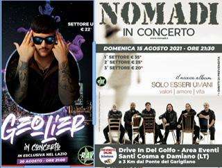 Eventi: Geolier e i Nomadi in concerto al “Drive In Del Golfo” Area Eventi di Santi Costa e Damiano .