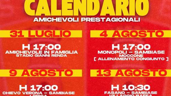 Sambiase: rese note le amichevoli pre campionato