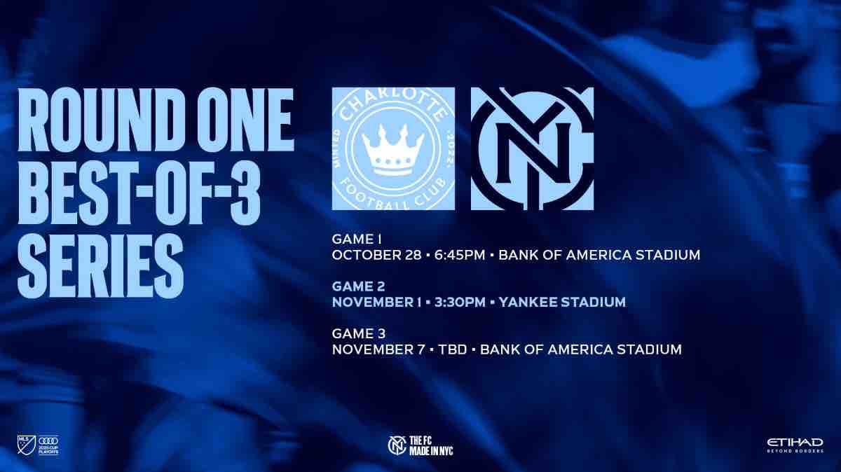 New York City FC Set to Face Charlotte FC in Thrilling MLS Cup Playoffs Round One Best-of-3 Showdown